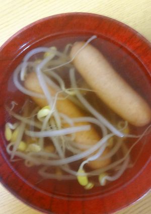 超簡単！！豆もやし＆ウィンナーのスープ-レシピのメイン写真