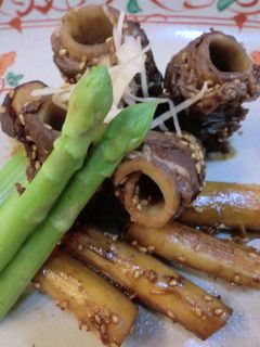 穴あきごぼうの甘から肉巻き-レシピのメイン写真