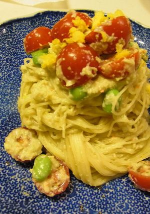 かにと枝豆の冷製クリームパスタ-レシピのメイン写真