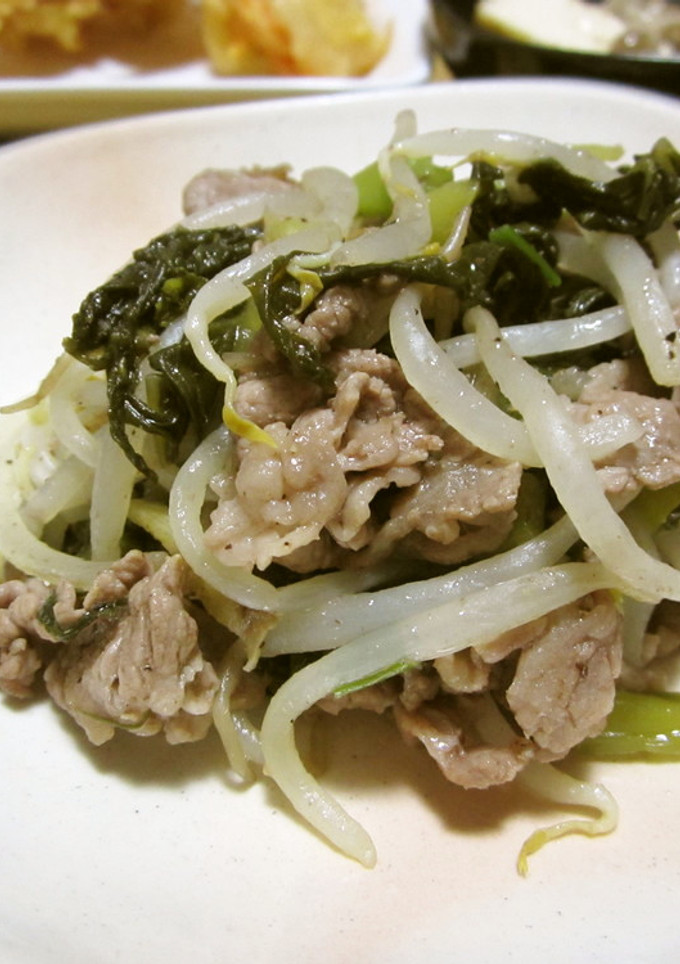 ✩牛肉と野沢菜とモヤシの炒め物✩-レシピのメイン写真