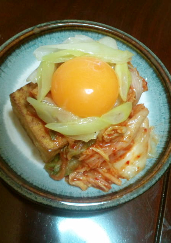 厚揚げの中華風焼き✿キムチねぎ卵のっけ-レシピのメイン写真