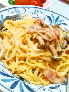 ベーコン&きのこのクリームパスタ*-レシピのメイン写真