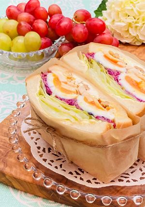 チキンと紫キャベツラペのサンドイッチ-レシピのメイン写真