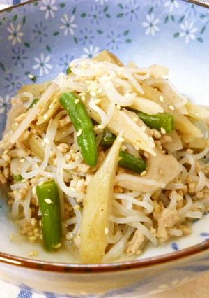 ゴボウたっぷり♪　白滝そぼろ煮-レシピのメイン写真