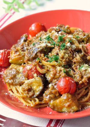 ✽茄子とトマトのキーマカレーパスタ✽-レシピのメイン写真