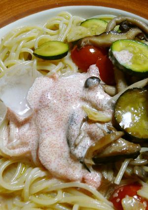 簡単和風冷製パスタ♥夏野菜と明太子-レシピのメイン写真
