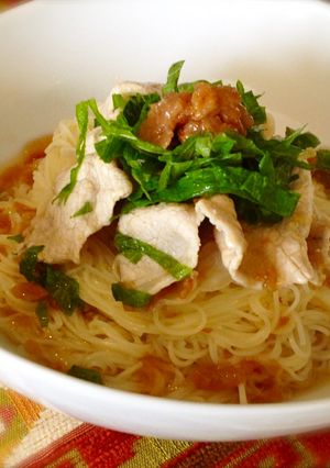 梅しそで夏バテ解消！豚しゃぶそうめん-レシピのメイン写真