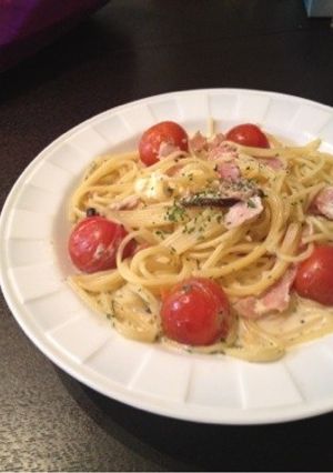 ベーコンときのこのクリームスープパスタ◎-レシピのメイン写真