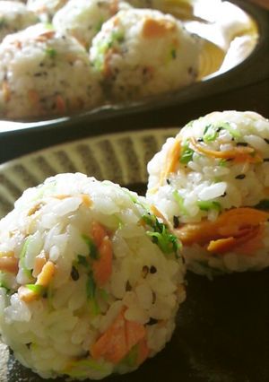 塩鮭と豆苗の彩りおにぎり-レシピのメイン写真