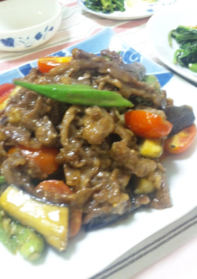 夏野菜と牛肉の柔らかオイスターソース炒め-レシピのメイン写真