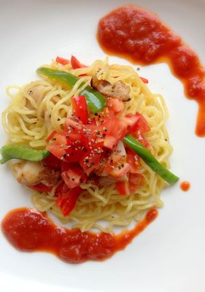 Wソースのトマト塩焼きそば-レシピのメイン写真