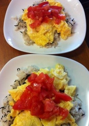 ●ひじきちりめんのフレッシュ卵トマトのせ-レシピのメイン写真