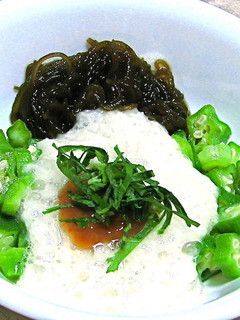 オクラ,長芋ともずくの梅醤油-レシピのメイン写真