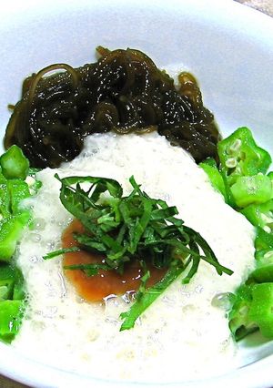 オクラ，長芋ともずくの梅醤油-レシピのメイン写真