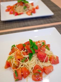 トマトとバジルの冷製パスタ。-レシピのメイン写真
