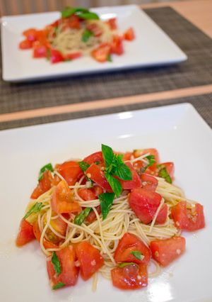 トマトとバジルの冷製パスタ。-レシピのメイン写真