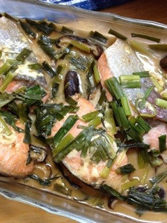 鮭と椎茸の焼肉レンジ蒸し-レシピのメイン写真