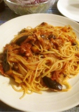 夏☆しめじとナスのトマトソースパスタ-レシピのメイン写真
