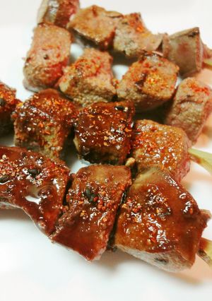 フラパンで＊豚レバーの串焼き（タレ）-レシピのメイン写真
