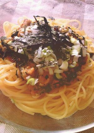 納豆明太高菜スパ♪-レシピのメイン写真