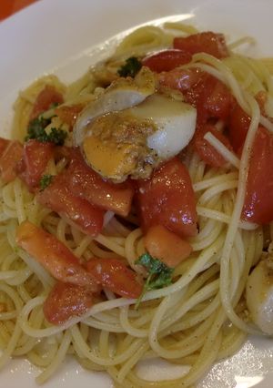 冷製パスタ　トマトとホタテのスパゲティ-レシピのメイン写真