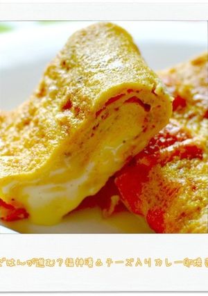 ご飯進む？福神漬＆チーズ入りカレー卵焼き-レシピのメイン写真