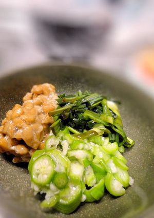 ニラの醤油漬けとオクラ納豆の和え物-レシピのメイン写真