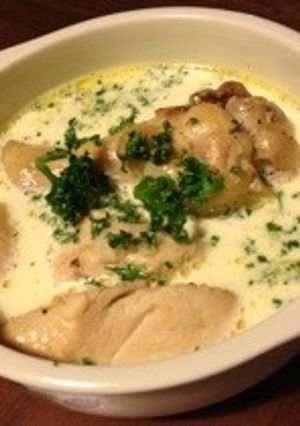 鶏とエシャレットの生クリームスープ仕立て-レシピのメイン写真