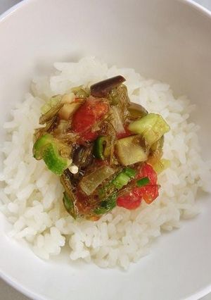 夏野菜たっぷり「だし丼」もどき-レシピのメイン写真