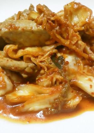 厚切り肉の豚キムチ(2人分レシピ)-レシピのメイン写真