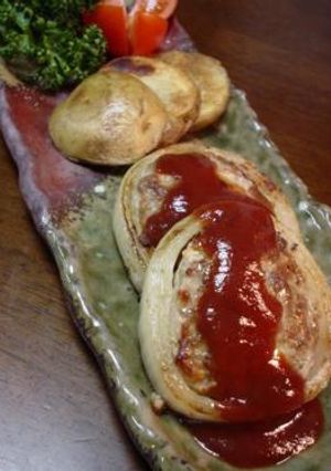 豚挽き肉とホタテの玉ねぎ詰め-レシピのメイン写真