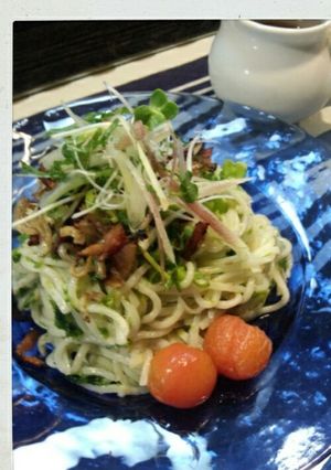 『カリカリじゃこベーコン♪冷や麦』-レシピのメイン写真