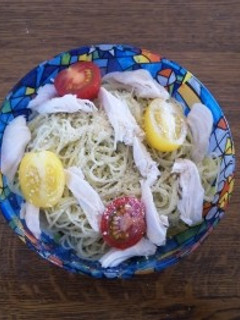 鶏ささみのバジル冷静カッペリーニ-レシピのメイン写真