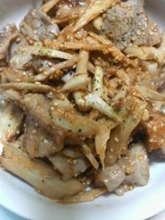 豚バラ肉とゴボウのピリ辛味噌炒め-レシピのメイン写真