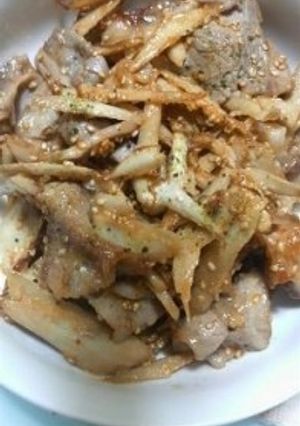 豚バラ肉とゴボウのピリ辛味噌炒め-レシピのメイン写真