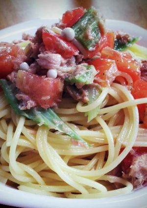 トマト、オクラ、ツナの冷製パスタ-レシピのメイン写真
