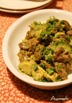 砂肝とアボカドのマヨ醤油炒め-レシピのメイン写真