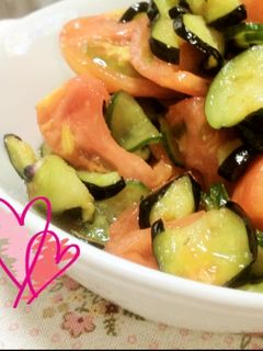 トマトとナスの簡単さっぱり夏野菜サラダ♪-レシピのメイン写真
