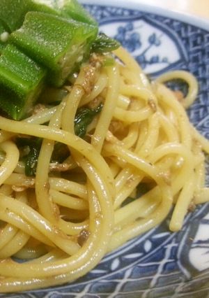 止まらない！サバ缶とオクラの醤油パスタ-レシピのメイン写真