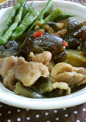 鶏肉・茄子・いんげんのこっくり炒め煮-レシピのメイン写真