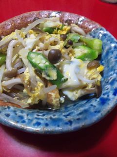 オクラ・茗荷・ちくわと残り野菜の卵とじ-レシピのメイン写真