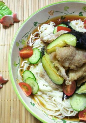 なすと豚肉のボリュームそうめん-レシピのメイン写真