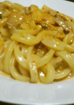 豚キムチクリームうどん-レシピのメイン写真