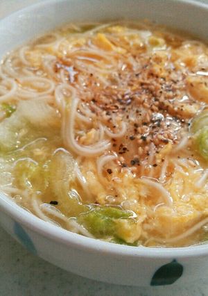 夏バテ防止にも♡レタスと玉子のにゅうめん-レシピのメイン写真