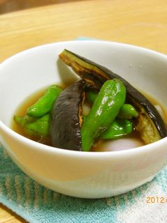 冷たい。茄子としし唐の焼き浸し-レシピのメイン写真
