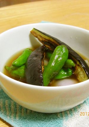 冷たい。茄子としし唐の焼き浸し-レシピのメイン写真