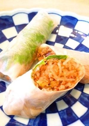 ゴーヤーの味噌そぼろＤＥ生春巻き！-レシピのメイン写真