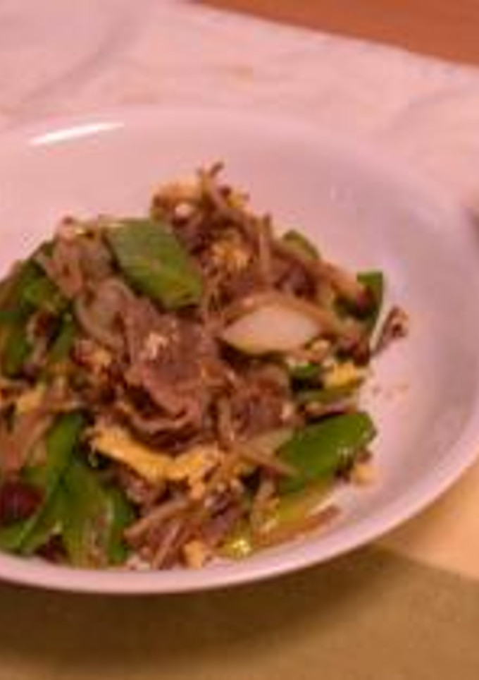 牛肉と絹さやのマヨネーズ炒め-レシピのメイン写真