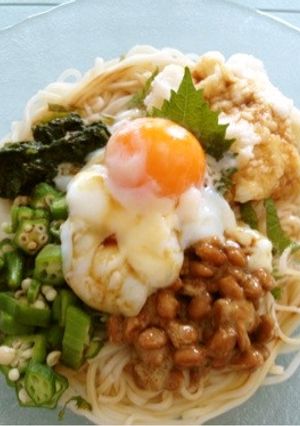 夏のネバネバそうめん☆温玉のせ-レシピのメイン写真