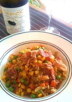 生ハムとエノキとミックスベジタブルの炒め-レシピのメイン写真